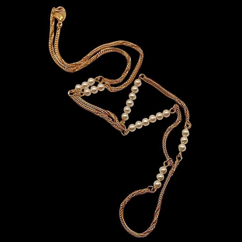 Dainty Faux Pearl‎ Gold Tone Chain Necklace Old Money Quiet Luxury Pearl Girl